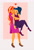 Size: 1144x1707 | Tagged: safe, artist:89, indigo zap, sunset shimmer, equestria girls, g4, alternate hairstyle, blushing, female, heart, holding a human, lesbian, sunsetzap