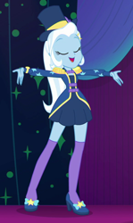 Size: 578x969 | Tagged: safe, screencap, trixie, equestria girls, equestria girls series, g4, spring breakdown, spoiler:eqg series (season 2), cropped, epaulettes, female, hat, magician outfit, solo, top hat