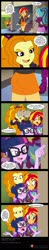 Size: 800x4095 | Tagged: safe, artist:niban-destikim, adagio dazzle, aria blaze, sci-twi, sonata dusk, sunset shimmer, twilight sparkle, equestria girls, g4, my little pony equestria girls: rainbow rocks, adagio dazzle is not amused, alternate clothes, ass, ass worship, avengers: endgame, binoculars, blushing, bunset shimmer, butt, comic, commission, duality, glasses, implied lesbian, implied scitwishimmer, implied shipping, implied sunsagio, implied sunsetsparkle, jealous, parody, past self, ponytail, sunset shimmer is not amused, time paradox, time travel, unamused