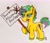 Size: 3120x2709 | Tagged: safe, artist:dawn-designs-art, oc, oc only, oc:karen, earth pony, pony, angry, blue eyes, female, green mane, high res, karen, mare, protest, social justice warrior, solo, traditional art, yellow coat