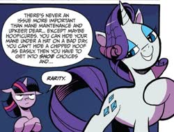 Size: 560x426 | Tagged: safe, artist:andypriceart, idw, official comic, rarity, twilight sparkle, alicorn, pony, unicorn, g4, spoiler:comic, spoiler:comic75, lidded eyes, twilight sparkle (alicorn)