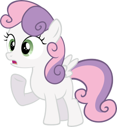 Size: 5813x6300 | Tagged: safe, artist:slb94, edit, editor:slayerbvc, vector edit, sweetie belle, pegasus, pony, g4, female, filly, pegasus sweetie belle, race swap, raised hoof, simple background, solo, transparent background, vector