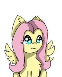 Size: 320x400 | Tagged: safe, alternate version, artist:izukliy, fluttershy, pegasus, pony, g4, chest fluff, female, mare, simple background, smiling, solo, white background