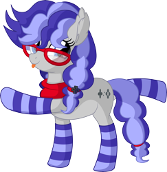 Size: 6575x6760 | Tagged: safe, artist:cyanlightning, oc, oc only, oc:cinnabyte, earth pony, pony, .svg available, absurd resolution, clothes, commission, ear fluff, female, looking at you, mare, pigtails, simple background, socks, solo, stockings, striped socks, thigh highs, transparent background, vector