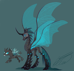 Size: 3200x3100 | Tagged: safe, artist:crystalcontemplator, changeling, alternate design, high res, insect wings, redesign, simple background, solo, wings