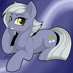 Size: 3000x2998 | Tagged: safe, artist:gleamydreams, limestone pie, earth pony, pony, g4, art, eyebrows, female, high res, looking at you, mare, signature, smiling, smirk, solo