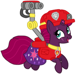 Size: 1065x1041 | Tagged: safe, artist:徐詩珮, fizzlepop berrytwist, tempest shadow, pony, unicorn, series:sprglitemplight diary, series:sprglitemplight life jacket days, series:springshadowdrops diary, series:springshadowdrops life jacket days, g4, alternate universe, base used, clothes, cute, marshall (paw patrol), paw patrol, simple background, transparent background