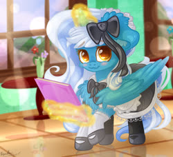 Size: 2300x2100 | Tagged: safe, artist:kindny-chan, oc, oc only, oc:fleurbelle, alicorn, pony, clothes, female, high res, magic, maid, mare, solo