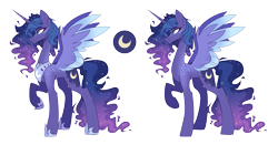 Size: 3549x1856 | Tagged: safe, artist:darlyjay, princess luna, alicorn, pony, g4, constellation freckles, ethereal mane, female, freckles, hoof shoes, jewelry, mare, peytral, regalia, simple background, solo, starry mane, transparent background
