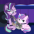 Size: 1000x1000 | Tagged: safe, artist:dm29, princess flurry heart, starlight glimmer, alicorn, pony, unicorn, g4, bow, collar, crossing the memes, duo, duo female, edgelight glimmer, female, filly, filly flurry heart, frown, goth, guitar, hair bow, lidded eyes, mare, meme, musical instrument, older, older flurry heart, princess emo heart, sitting, smiling, speaker