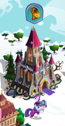 Size: 329x634 | Tagged: safe, gameloft, rarity, g4, castle, limited-time story, the anonymous campsite