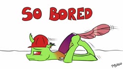 Size: 1200x675 | Tagged: safe, artist:pony-berserker, oc, oc only, oc:berzie, changedling, changeling, pony, pony-berserker's twitter sketches, bored, face down ass up, scootie belle, solo