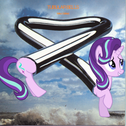 Size: 1500x1500 | Tagged: safe, starlight glimmer, pony, g4, album cover, female, glimular bells, long glimmer, long pony, meme, mike oldfield, smiling, solo, tubular bells