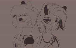 Size: 4096x2622 | Tagged: safe, artist:avery-valentine, pony, semi-anthro, carlos olivera, jill valentine, monochrome, ponified