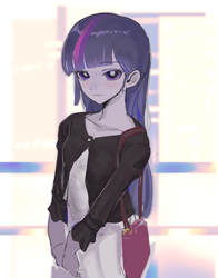 Size: 976x1244 | Tagged: safe, artist:ceitama, twilight sparkle, equestria girls, g4, female, looking at you, purse, solo