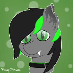 Size: 1419x1420 | Tagged: safe, artist:fruityhorssse, oc, oc only, oc:cowwy, bat pony, pony, bat pony oc, bat wings, bust, collar, fluffy, solo, wings