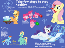 Size: 4732x3524 | Tagged: safe, artist:rutkotka, applejack, fluttershy, pinkie pie, rainbow dash, rarity, zephyr breeze, earth pony, pegasus, pony, unicorn, g4, clean, coronavirus, covid-19, female, levitation, magic, male, mare, sneezing, soap, soap bubble, stallion, stay at home, telekinesis