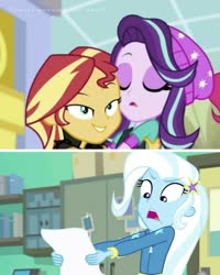 Size: 783x981 | Tagged: safe, edit, edited screencap, screencap, starlight glimmer, sunset shimmer, trixie, equestria girls, equestria girls series, equestria girls specials, forgotten friendship, g4, mirror magic, angry