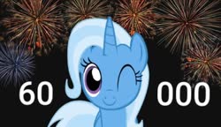 Size: 418x240 | Tagged: safe, edit, trixie, pony, unicorn, derpibooru, g4, 60000, adorable face, cute, diatrixes, female, happy, mare, meta, milestone, one eye closed, solo, wink, winking at you