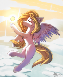 Size: 2700x3300 | Tagged: safe, artist:freak-side, oc, oc only, oc:bright calm, pegasus, pony, heaven, high res, sky, solo