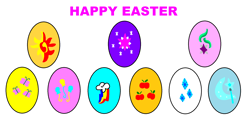Size: 1908x896 | Tagged: safe, applejack, fluttershy, pinkie pie, rainbow dash, rarity, starlight glimmer, sunset shimmer, trixie, twilight sparkle, g4, cutie mark, easter egg, happy easter