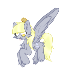 Size: 977x1037 | Tagged: safe, artist:starrywisp, derpy hooves, pony, g4, chest fluff, female, food, muffin, simple background, solo, tongue out, white background