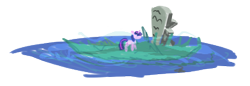 Size: 371x127 | Tagged: safe, artist:dinexistente, twilight sparkle, pony, g4, female, picture for breezies, simple background, solo, stone, transparent background, water, writing