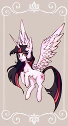 Size: 1089x1999 | Tagged: safe, artist:mite-lime, twilight sparkle, alicorn, pony, g4, chest fluff, ear fluff, female, leg fluff, mare, smiling, solo, spread wings, twilight sparkle (alicorn), wings
