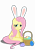 Size: 4134x5906 | Tagged: safe, artist:ace play, fluttershy, pegasus, pony, g4, absurd resolution, basket, blushing, bunny ears, cute, daaaaaaaaaaaw, easter, easter egg, female, holiday, looking at you, shyabetes, simple background, sitting, smiling, smiling at you, solo, transparent background, vector