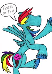 Size: 2319x3278 | Tagged: safe, artist:jarcup, rainbow dash, pegasus, pony, g4, female, high res, simple background, solo, talking, traditional art, unshorn fetlocks, white background