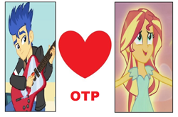 Size: 658x434 | Tagged: safe, edit, edited screencap, screencap, flash sentry, sunset shimmer, equestria girls, g4, female, male, meme, otp, ship:flashimmer, shipping, straight, wrong aspect ratio