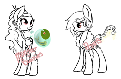 Size: 777x510 | Tagged: safe, artist:ad-opt, oc, oc only, fish, original species, pegasus, plant pony, pony, augmented tail, base used, fishbowl, frown, lineart, partial color, pegasus oc, plant, smiling, wings