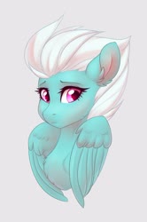 Size: 1068x1611 | Tagged: safe, artist:nightskrill, fleetfoot, pegasus, pony, g4, bust, cheek fluff, chest fluff, cute, diafleetes, ear fluff, female, gray background, mare, portrait, simple background, solo, wings