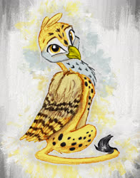 Size: 2516x3212 | Tagged: safe, artist:joestick, artist:vedont, oc, oc only, oc:beaky, griffon, fanfic:yellow feathers, high res, looking at you, solo, traditional art