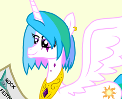 Size: 1350x1100 | Tagged: safe, artist:php185, princess celestia, pony, g4, female, rock (music), solo, teenager, younger