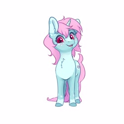 Size: 4000x4000 | Tagged: safe, artist:miokomata, oc, oc only, pony, unicorn, blushing, chest fluff, colored hooves, female, freckles, looking at you, mare, simple background, smiling, white background