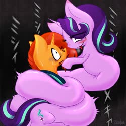 Size: 2000x2000 | Tagged: safe, artist:zemlya, starlight glimmer, sunburst, pony, unicorn, g4, blushing, coils, drool, female, femdom, high res, long glimmer, long pony, male, malesub, meme, ship:starburst, shipping, stardom glimmer, straight, submissive, this will end in snu snu, tongue out