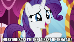 Size: 1280x720 | Tagged: safe, edit, edited screencap, screencap, rarity, pony, unicorn, g4, what about discord?, caption, female, image macro, mare, meme, solo, text