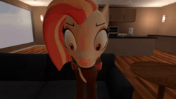 Size: 600x338 | Tagged: safe, alternate version, artist:dragonsam98, shimmy shake, earth pony, pony, g4, 3d, angry, animated, error message, eye twitch, female, gif, meta, reaction image, shrunken pupils, source filmmaker, this will end in death