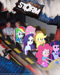 Size: 745x936 | Tagged: safe, derpibooru exclusive, applejack, fluttershy, pinkie pie, rainbow dash, rarity, twilight sparkle, alicorn, equestria girls, g4, australia, boat, equestria girls in real life, gold coast, humane five, humane six, sea world, shipping container, storm, twilight sparkle (alicorn), wave