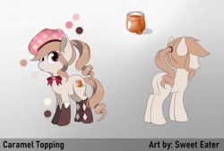 Size: 700x473 | Tagged: safe, artist:sweeteater, oc, oc only, oc:caramel topping, pony, adoptable, female, looking at you, reference sheet