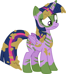 Size: 3000x3356 | Tagged: safe, artist:cloudy glow, twilight sparkle, alicorn, pony, g4, the cutie re-mark, alternate timeline, chrysalis resistance timeline, female, high res, messy, mud, simple background, solo, transparent background, twilight sparkle (alicorn), vector