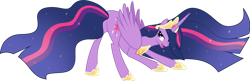 Size: 1280x415 | Tagged: safe, artist:helenosprime, twilight sparkle, alicorn, pony, g4, the last problem, butt, crown, ethereal mane, face down ass up, female, jewelry, lidded eyes, looking at you, older, older twilight, older twilight sparkle (alicorn), plot, princess twilight 2.0, regalia, simple background, solo, stupid sexy twilight, transparent background, twibutt, twilight sparkle (alicorn)
