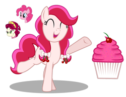 Size: 1280x986 | Tagged: safe, artist:tenderrain-art, cherry jubilee, pinkie pie, oc, earth pony, pony, g4, female, magical lesbian spawn, mare, offspring, parent:cherry jubilee, parent:pinkie pie, parents:cherrypie, simple background, transparent background