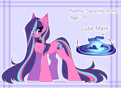 Size: 3966x2896 | Tagged: safe, artist:airiniblock, oc, oc only, oc:serenity pond, earth pony, pony, rcf community, chest fluff, commission, female, high res, mare, reference sheet, solo