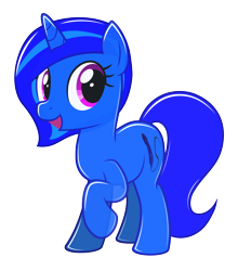 Size: 3968x4500 | Tagged: safe, artist:blue-vector, oc, oc only, oc:blue vector, inflatable pony, pony, unicorn, balueoon, inflatable, shiny, shiny mane, simple background, smiling, solo, three quarter view, transparent background