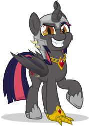 Size: 2000x2824 | Tagged: safe, artist:le-23, oc, oc only, oc:fallenlight, alicorn, bat pony, bat pony alicorn, bicorn, pony, bat wings, female, helmet, high res, horn, mare, multiple horns, simple background, solo, transparent background, wings