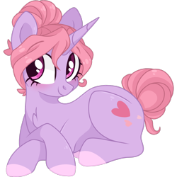 Size: 2048x2048 | Tagged: safe, artist:cinnamontee, oc, oc only, oc:maple blush, pony, unicorn, female, hair bun, high res, mare, prone, simple background, solo, transparent background