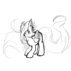 Size: 1000x1000 | Tagged: safe, artist:skulifuck, oc, oc only, oc:penumbra, alicorn, pony, alicorn oc, female, horn, lineart, mare, monochrome, simple background, solo, white background, wings