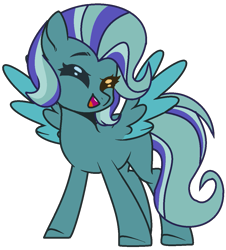 Size: 1053x1165 | Tagged: safe, artist:nocturnal-moonlight, artist:rukemon, oc, oc only, oc:thundersky (ice1517), pegasus, pony, icey-verse, base used, blank flank, commission, cute, female, heterochromia, magical gay spawn, mare, multicolored hair, offspring, open mouth, parent:open skies, parent:thunderlane, parents:thunderskies, simple background, solo, transparent background